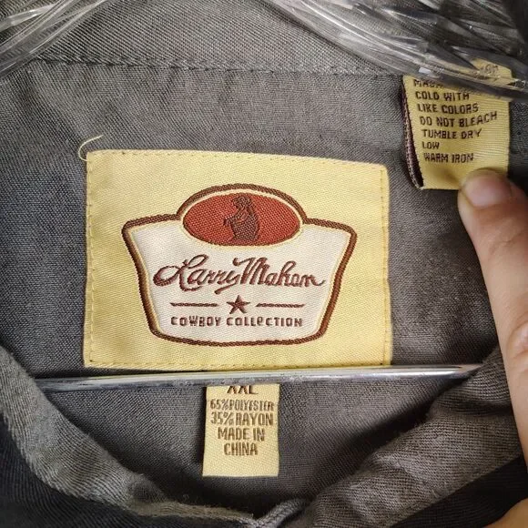 Larry Mahan Cowboy Collection 2XL Western Shirt Embroidered Floral Black Snaps - Picture 4 of 7